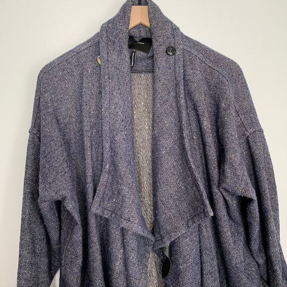 Isabel Marant Draped Coat Virgin Wool Blue Oversized Longsleeve Womens Size 36 - Picture 3 of 15
